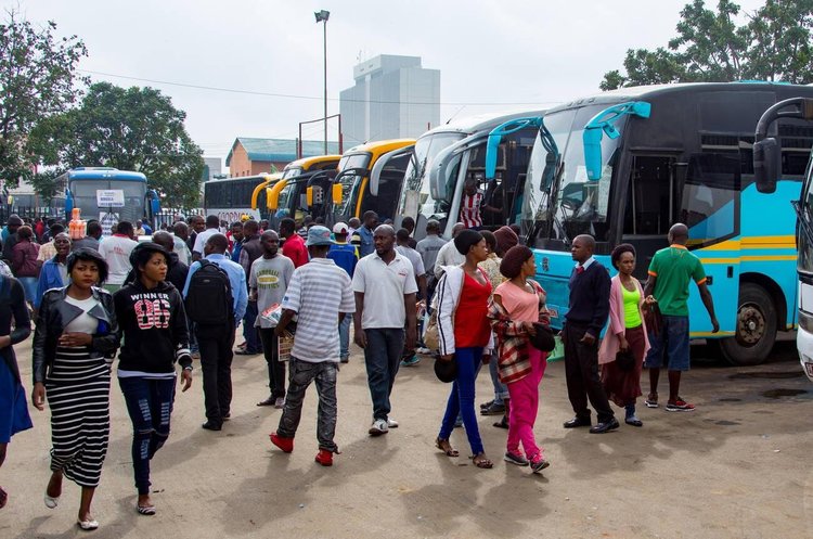 Bus terminal in Lusaka, the Lusaka strangler frequented bus and railway stations in search of victims